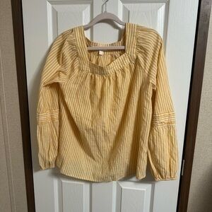 Lauren conrad stipe yellow long sleeve blouse sz M